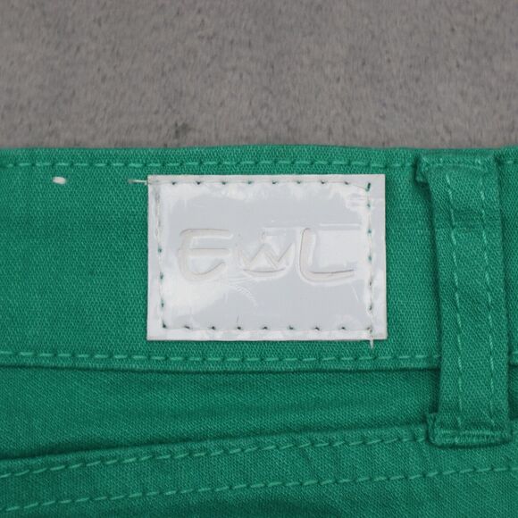 E Line Pants Womens 5 Green Flat Front Button Pocket Mid Rise Straight Jeans - Picture 7 of 16